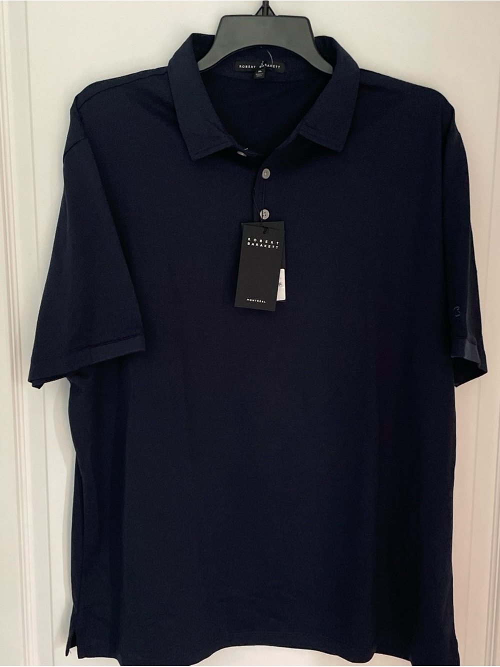 Robert Barakett Men's XL Montreal Collar Ragdan Polo Shirt Navy NEW